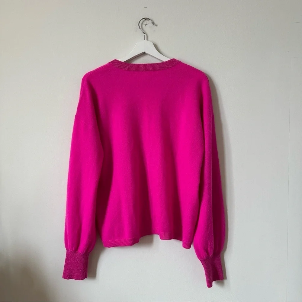 Lilly Pulitzer Jasmina Pink Cashmere V-Neck Sweater Size Large